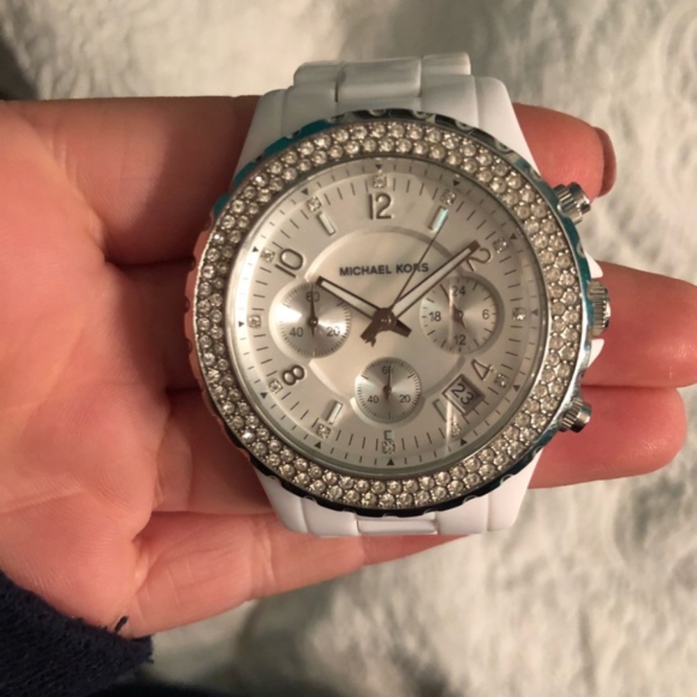 Michael Kors white with jewels watch